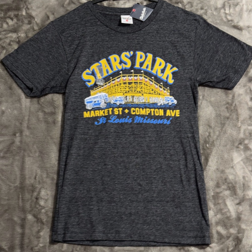 St. Louis Stars Park Stadium T Shirt Mens S Gray Charlie Hustle Baseball Graphic